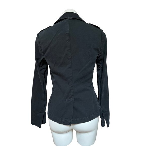 James Perse Workwear Black Tailored Denim Jacket Cargo Pockets Women's M - Picture 5 of 10